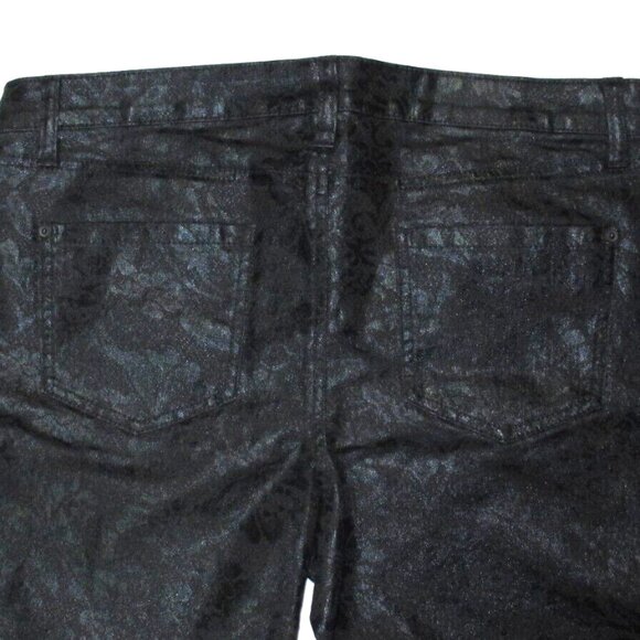 BISOU BISOU Women's Black Jeans Shiny Floral Pants Size 16 - Picture 5 of 5